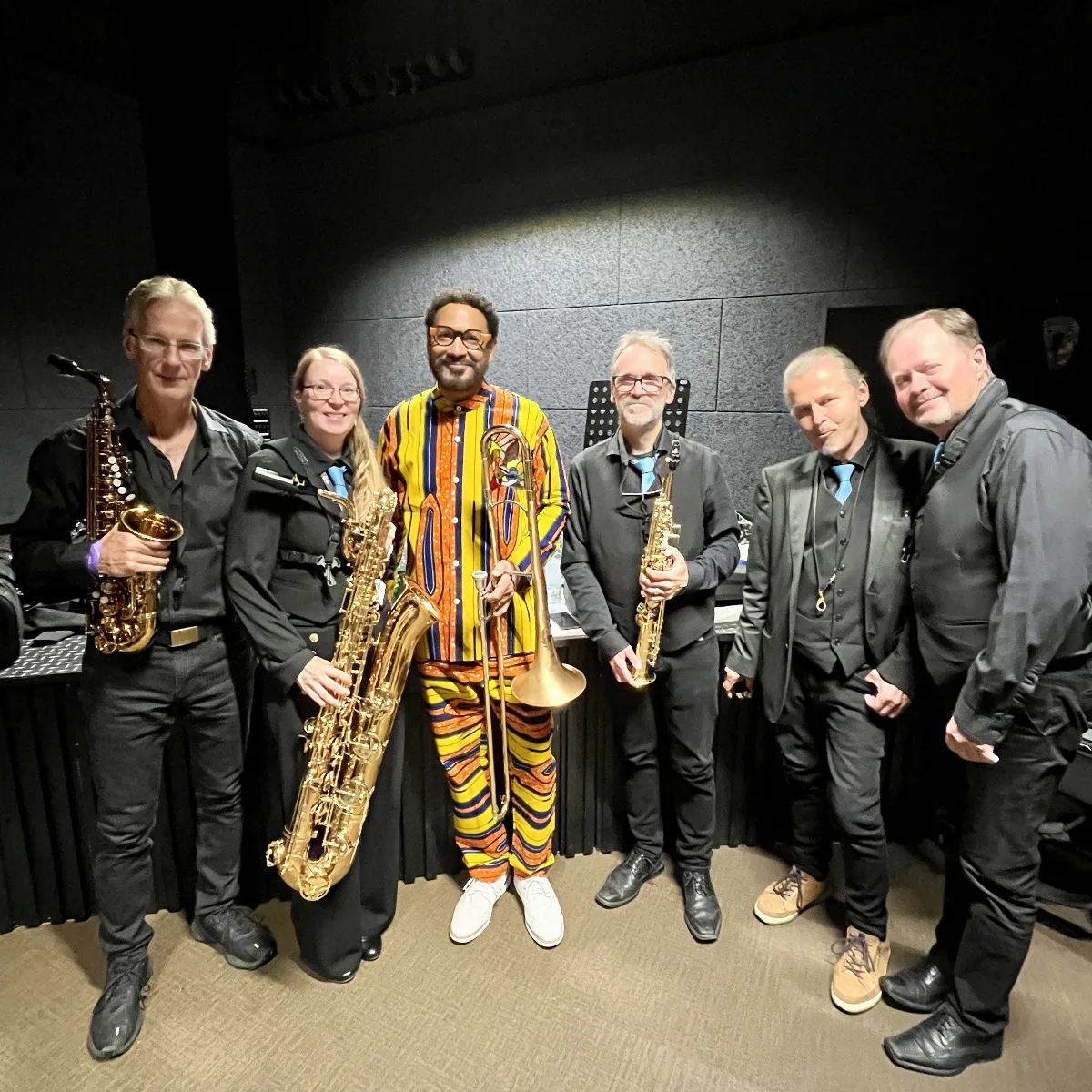 A picture of me and the rest of our saxophone section together with Delfeayo Marsalis